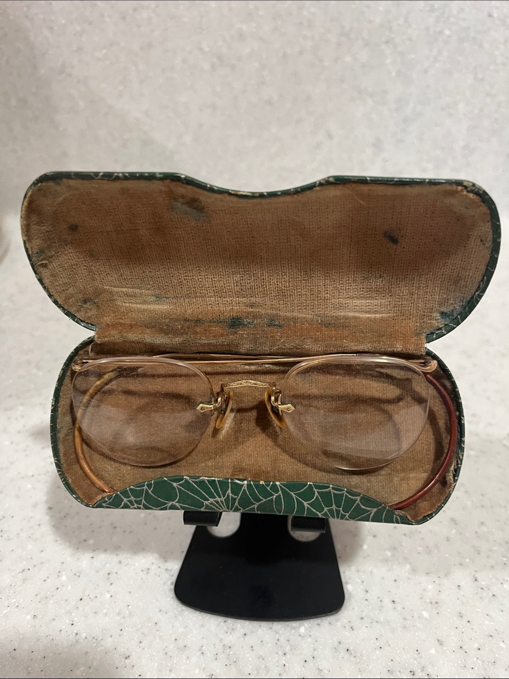 Vtg B&L Semi Rimless 1/10 12K Gold Filled Glasses Spiderweb Case HarveyIL 30s40s